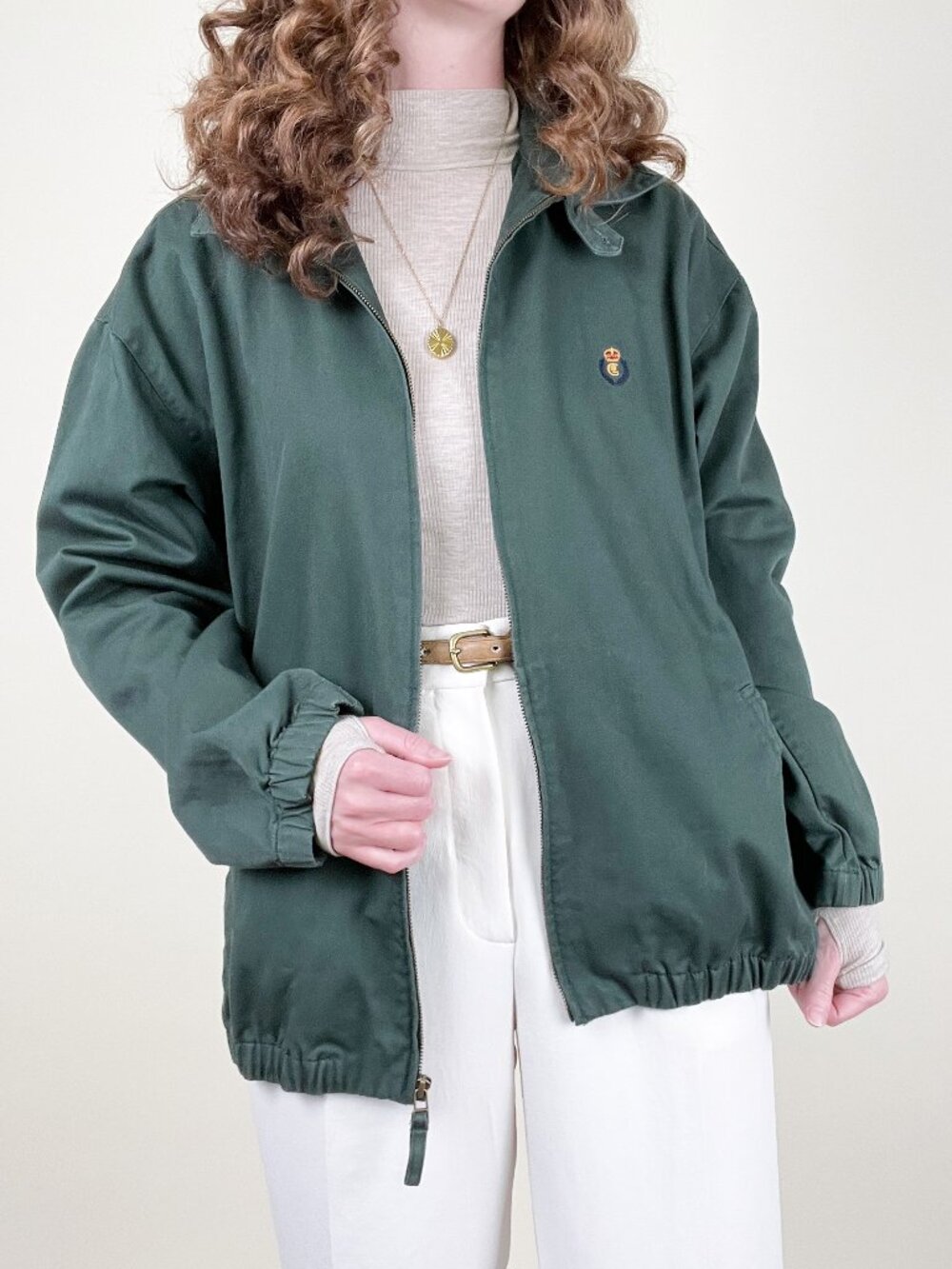Vintage Ralph Laugher Chaps Bomber Jacket Oversized Preppy 100% Cotton Twill XL - Picture 11 of 11